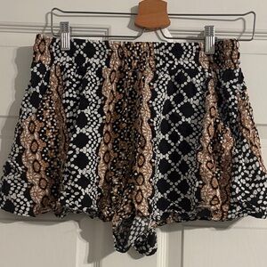Blue Spice Black and Brown Patterned High Waist Shorts